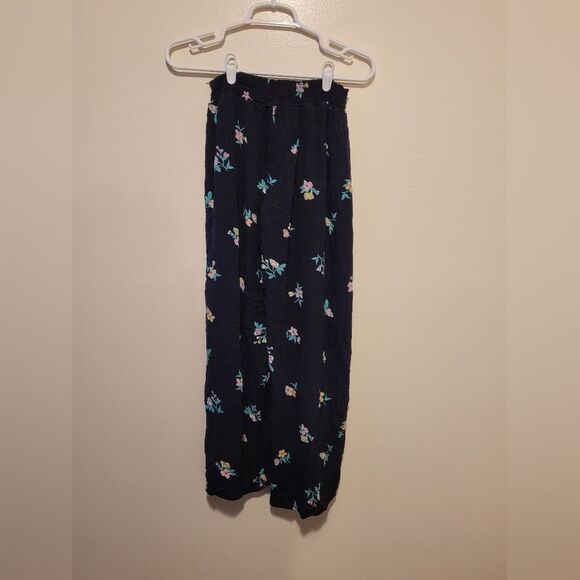 Billabong Wandering Soul Black Floral Print Wide Leg Pants - Picture 7 of 10